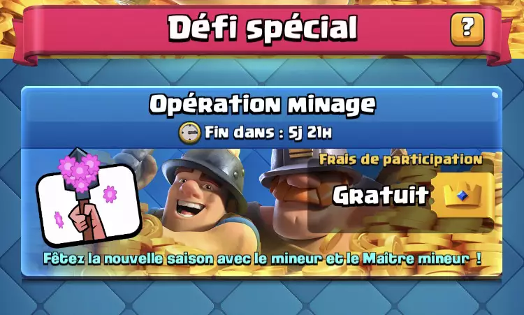 Meilleur Deck Defi Operation Minage sur Clash Royale